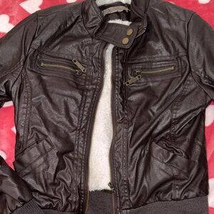 Brown Faux Leather Jacket